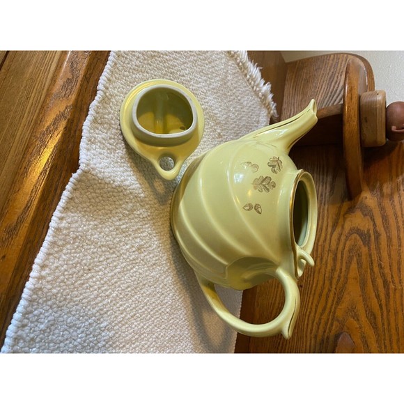 Vintage Canary Yellow/Gold Hall Pottery Teapot #799 w/ Lid Art Deco 6 Cup - Picture 8 of 10